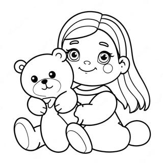 Cute Chloe With A Teddy Bear Coloring Page 59704-47908