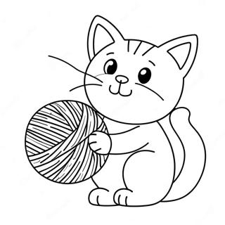 Playful Cat With Yarn Ball Coloring Page 59714-47914