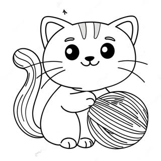 Playful Cat With Yarn Ball Coloring Page 59714-47916