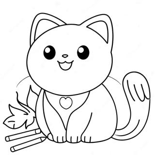 Cute Aesthetic Anime Cat Coloring Page 59764-47950