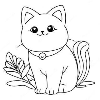 Cute Aesthetic Anime Cat Coloring Page 59764-47951