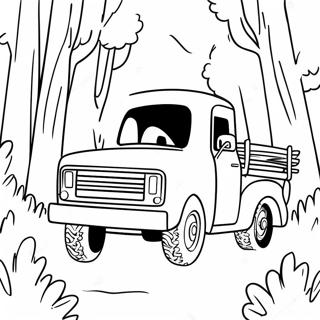 Little Blue Truck Driving Through The Forest Coloring Page 59774-47957