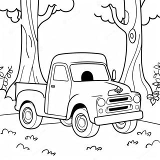 Little Blue Truck Driving Through The Forest Coloring Page 59774-47958