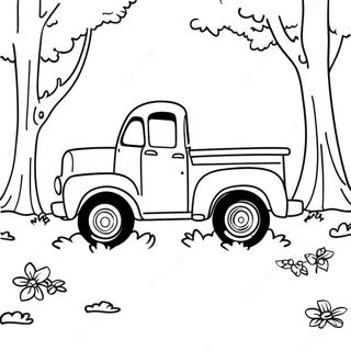 Little Blue Truck Driving Through The Forest Coloring Page 59774-47959