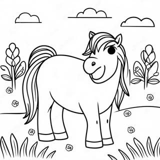 Adorable Shetland Pony In A Meadow Coloring Page 59854-48018