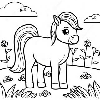 Adorable Shetland Pony In A Meadow Coloring Page 59854-48019