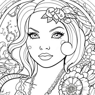 Bad Girl Female Tattoo Coloring Page 5986-4886