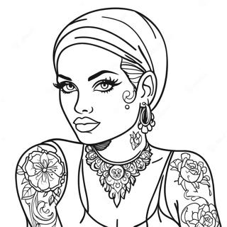 Bad Girl Female Tattoo Coloring Page 5986-4887