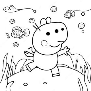 Colorful Peppa Pig Underwater Scene Coloring Page 59874-48038