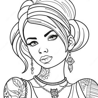 Rebellious Girl With Edgy Tattoos Coloring Page 5987-4891