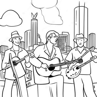 Colorful Nashville Music Scene Coloring Page 59904-48064