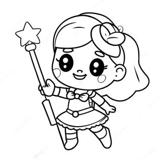 Enchanting Magical Girl With Wand Coloring Page 59934-48088