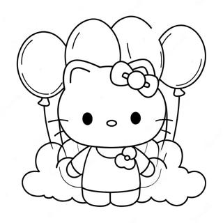 Hello Kitty With Colorful Balloons Coloring Page 5997-4898