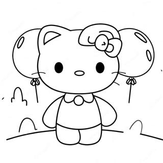 Hello Kitty With Colorful Balloons Coloring Page 5997-4899