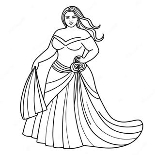 Curvy Woman In A Beautiful Dress Coloring Page 59984-48126