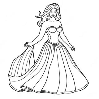 Curvy Woman In A Beautiful Dress Coloring Page 59984-48128