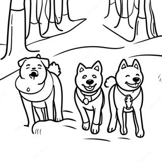 Playful Sled Dogs In Snow Coloring Page 60014-48149