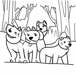 Playful Sled Dogs In Snow Coloring Page 60014-48152