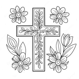 Cross With Flowers Coloring Pages