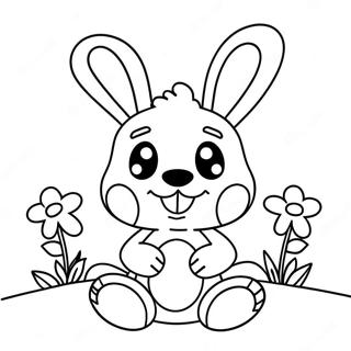 Cute Spring Bonnie With Flowers Coloring Page 6007-4905