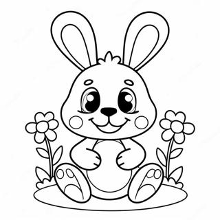 Cute Spring Bonnie With Flowers Coloring Page 6007-4908