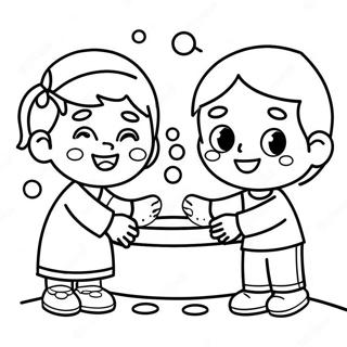 Happy Children Washing Hands Coloring Page 60134-48245