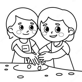 Happy Children Washing Hands Coloring Page 60134-48246