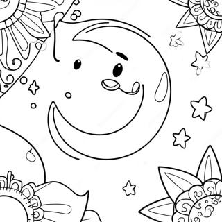 Whimsical Moon And Stars Coloring Page 60164-48272