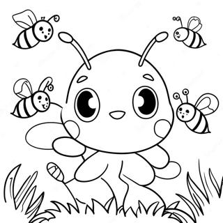 Cute Cartoon Bee Swarm Coloring Page 60194-48293