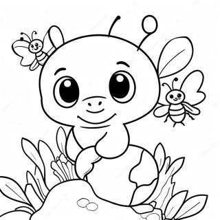 Cute Cartoon Bee Swarm Coloring Page 60194-48294