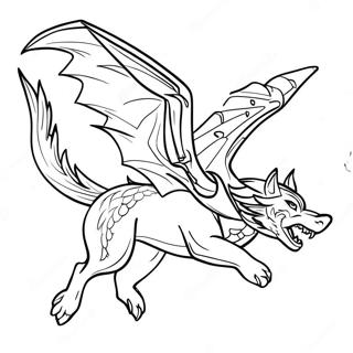 Majestic Wolf Dragon In Flight Coloring Page 60204-48306