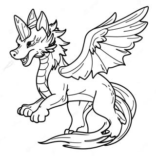 Majestic Wolf Dragon In Flight Coloring Page 60204-48308