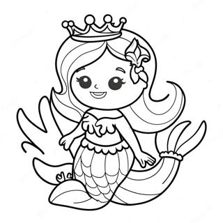 Elegant Mermaid Queen With Crown Coloring Page 60214-48313