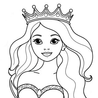 Elegant Mermaid Queen With Crown Coloring Page 60214-48314