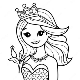 Elegant Mermaid Queen With Crown Coloring Page 60214-48316