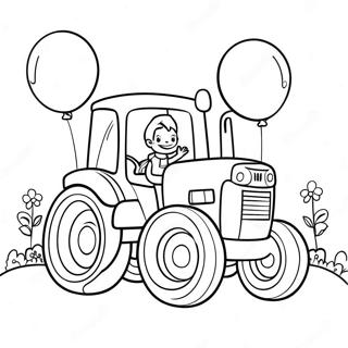 Cute Birthday Tractor With Balloons Coloring Page 60374-48438