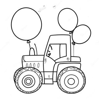 Cute Birthday Tractor With Balloons Coloring Page 60374-48439