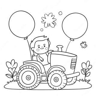 Cute Birthday Tractor With Balloons Coloring Page 60374-48440