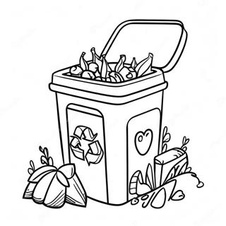 Cute Recycling Bin Coloring Page 6037-4928