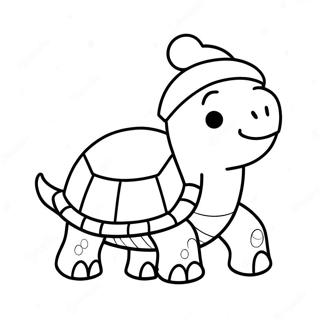 Cute Christmas Turtle With Santa Hat Coloring Page 60404-48474