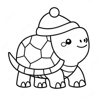 Cute Christmas Turtle With Santa Hat Coloring Page 60404-48475