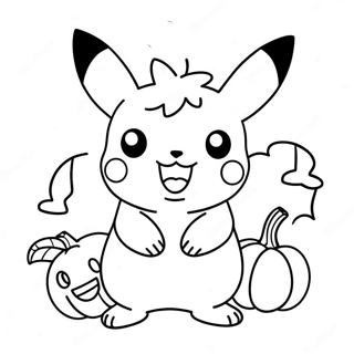 Cute Halloween Pikachu With Pumpkin Coloring Page 6047-4939