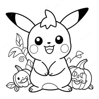 Cute Halloween Pikachu With Pumpkin Coloring Page 6047-4940