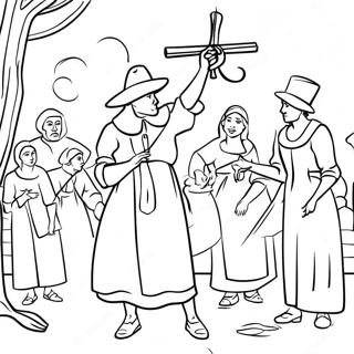 Salem Witch Trials Historical Scene Coloring Page 60503-48529