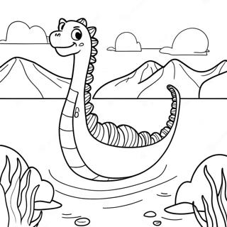 Loch Ness Monster Swimming In The Lake Coloring Page 60523-48546