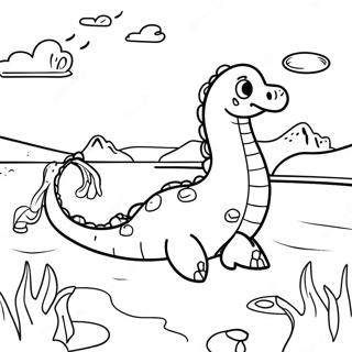 Loch Ness Monster Swimming In The Lake Coloring Page 60523-48547