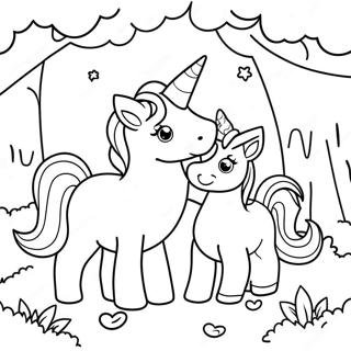 Cute Baby Unicorns In A Magical Forest Coloring Page 60544-48567