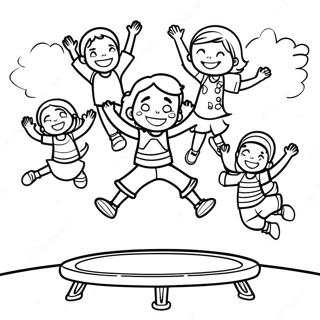 Bouncing Kids On A Trampoline Coloring Page 60564-48581