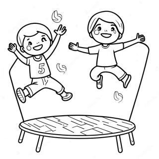 Bouncing Kids On A Trampoline Coloring Page 60564-48582