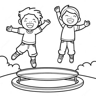 Bouncing Kids On A Trampoline Coloring Page 60564-48584